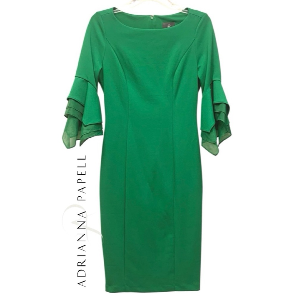 Adrianna Papell Sheath Dress Size 2 Emerald Green